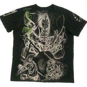 Affliction Heroes And Demons T Shirt Mens XL Black